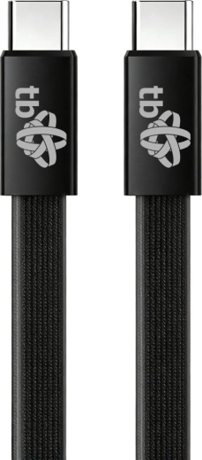 Cable plano de silicona USB-C a USB-C de 1 m, negro