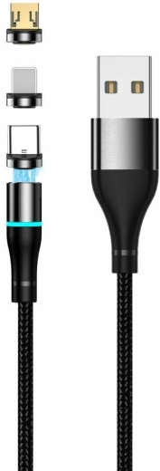 Setty cable USB magnético 1 m, 2 A, nailon, negro