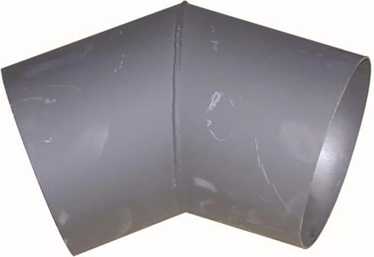 Codo de humos 125 mm, 45°, grosor 1,5 mm, negro