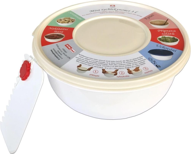 Bol para levado rápido y batido 3 l con tapa, plástico, surtido de colores + espátulas gratis