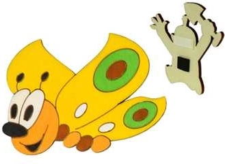 Imán de madera mariposa amarilla Dodo