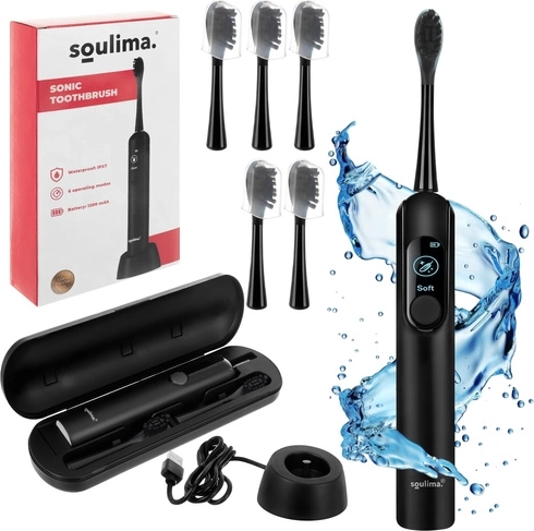 Cepillo de dientes eléctrico sónico SOULIMA X800, negro