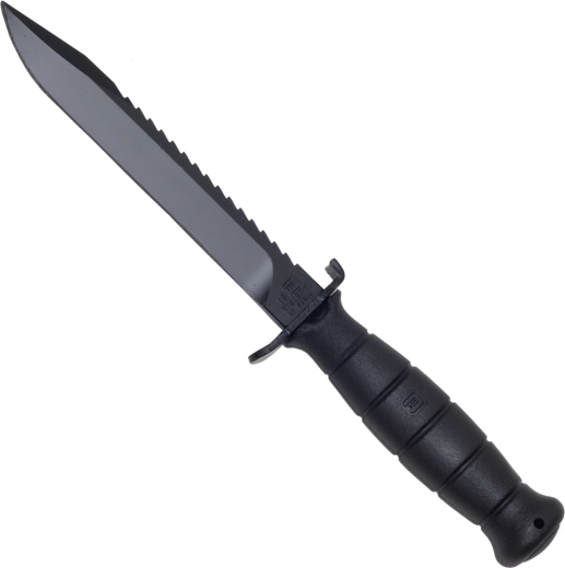 Cuchillo de supervivencia Glock FM81 con lomo dentado, 16,5 cm, negro, funda de plástico