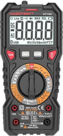 Multímetro digital True RMS con prueba de baterías HABOTEST HT118C