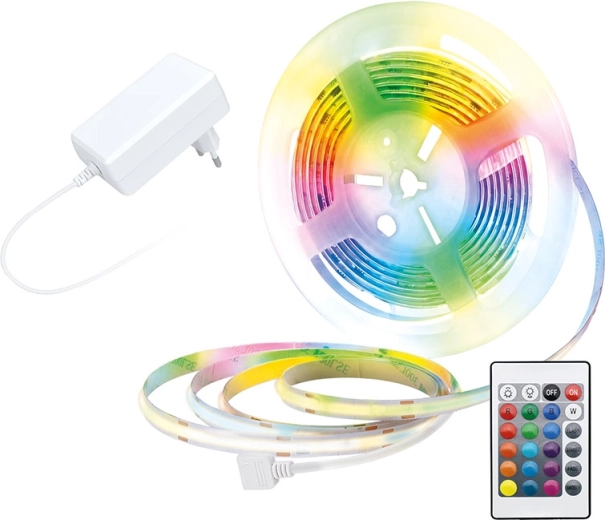 Tira LED RGB Solight con adaptador y mando a distancia, 3 m