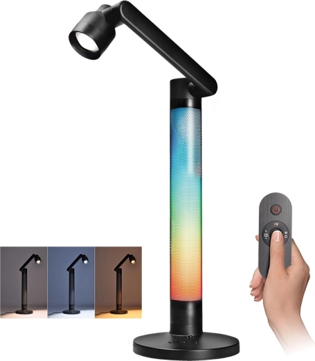 Solight lámpara de escritorio LED regulable con retroiluminación RGB 10 W 600 lm con mando a distancia