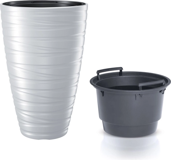 Macetero alto con inserto interior Maze 37,5 cm blanco