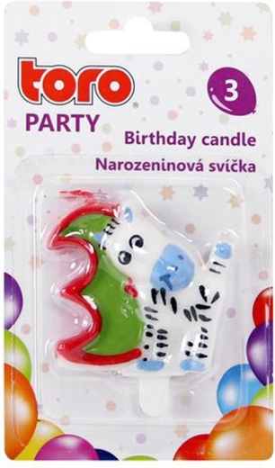 Vela para tarta número 3 con caballito TORO, para clavar, 5 cm