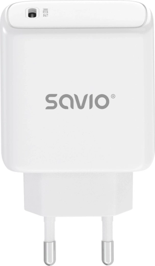 Cargador de red Savio USB-C Power Delivery de 20 W blanco