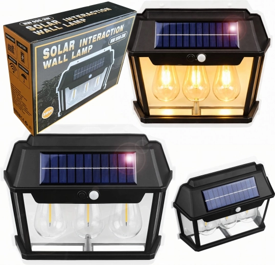 Aplique solar de exterior con sensor de movimiento – farol LED triple