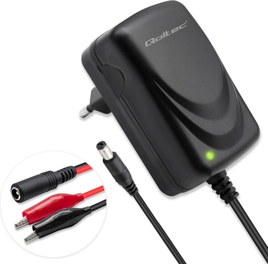 Cargador inteligente para baterías AGM, GEL y STD 6V/12V con indicador LED, 6 W, conector 5.5×2.1 mm, cable de 1,8 m