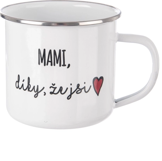 Taza de hojalata blanca «Mami, gracias por ser» 500 ml