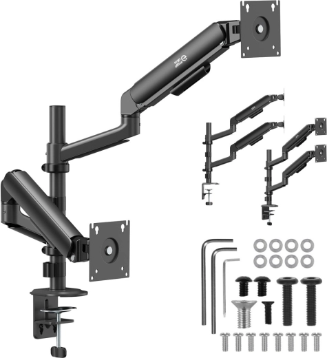 Soporte de escritorio para 2 monitores Ergo Office 17–32" con resortes de gas
