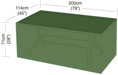 Funda protectora para mesa rectangular de 8 plazas 200 × 114 × 71 cm, PE 90 g/m², verde