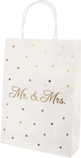 Bolsa de regalo Mr./Mrs. blanca 26 × 10 × 32 cm