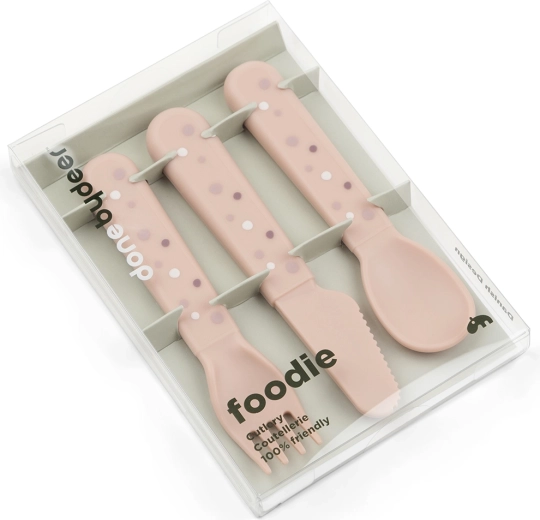 Done by Deer set de cubiertos Foodie Happy dots rosa