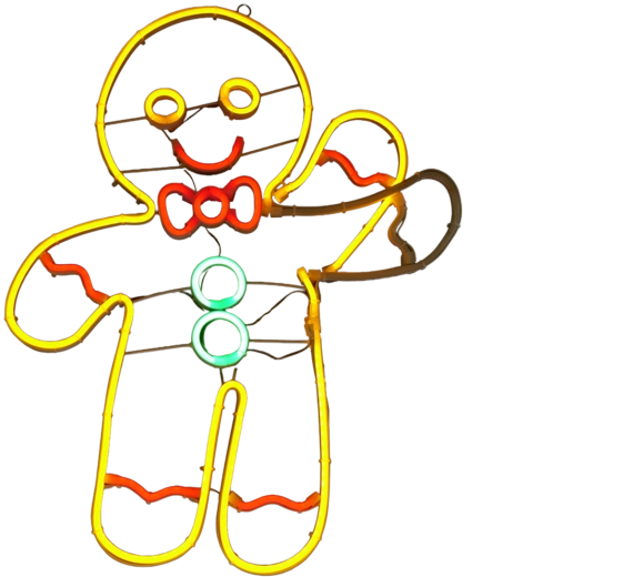 Decoración navideña LED de neón muñeco de jengibre - 1 unidad