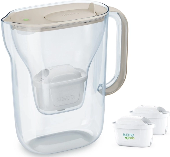 Jarra filtrante Style Essential 2,4 l, color arena + 2 cartuchos filtrantes