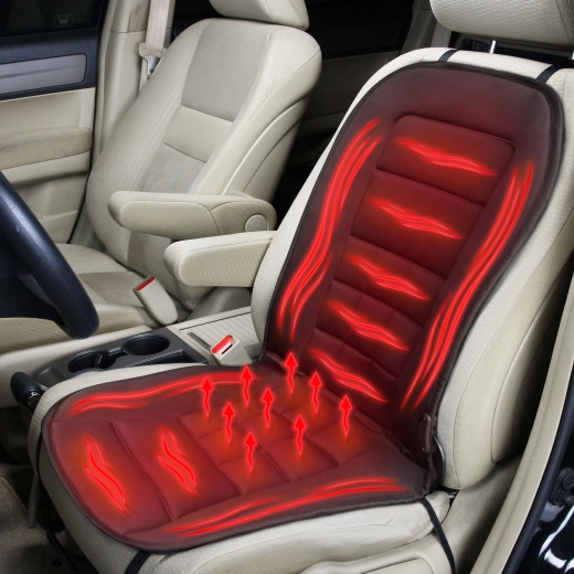 Funda calefactable para asiento de coche con conexión al encendedor, negra