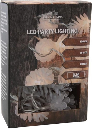 Guirnalda luminosa con temporizador 10 LED piñas 100 cm
