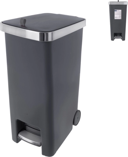 Cubo de basura Premier con pedal y ruedas, 35 l