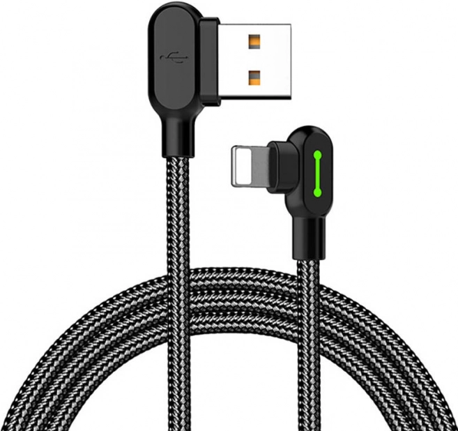 Cable USB Lightning en ángulo con retroiluminación LED McDodo 1,2 m negro