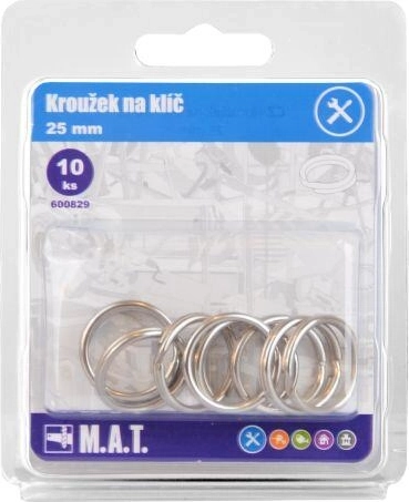 Anilla metálica para llaves de 25 mm, níquel – paquete de 10 uds.
