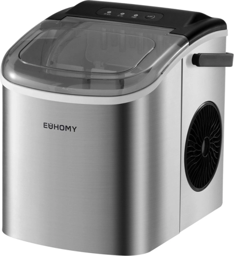 Euhomy IM001 fabricador compacto de cubitos de hielo 12 kg/día, 1,2 l (plateado)
