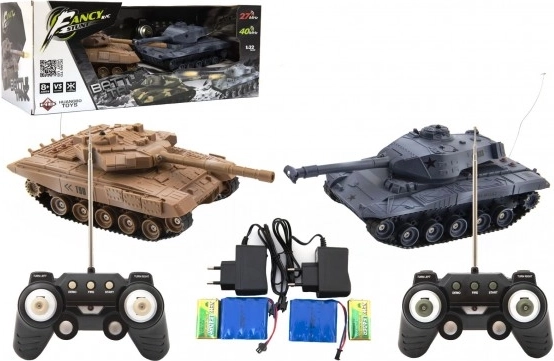 Batalla de tanques RC – set de 2 tanques de 25 cm con sonido y luz, recargables, 27/40 MHz