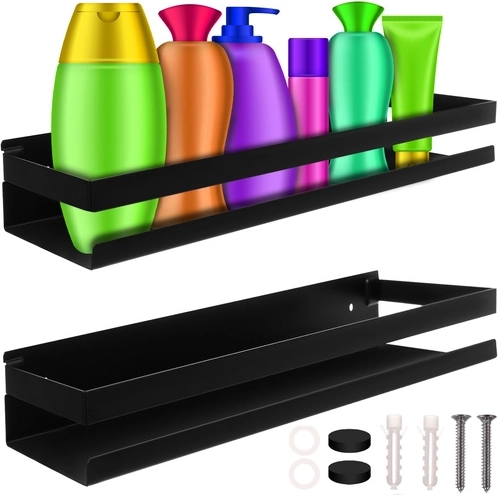 Estantería de pared negra de acero inoxidable para baño 50 cm