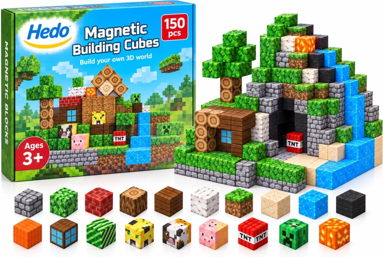 Juguete de construcción magnético con cubos, 150 piezas