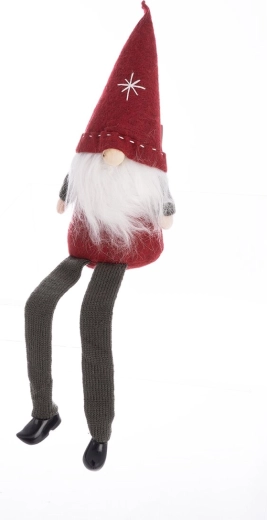 Gnomo de felpa rojo y gris 44 cm