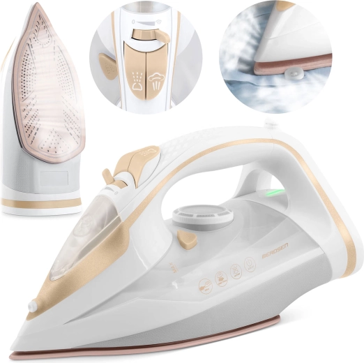 Plancha de vapor Berdsen 3000 W con suela cerámica y vaporizado vertical