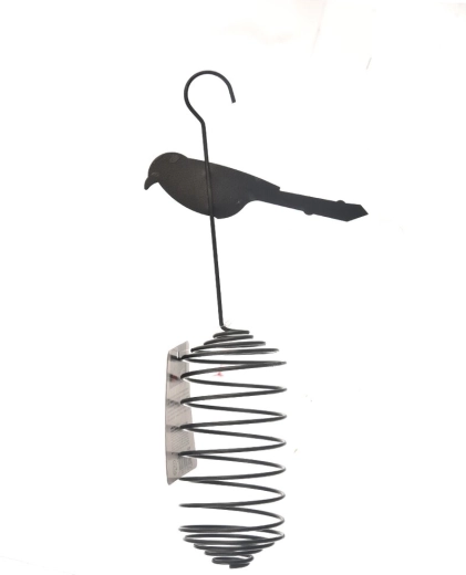 Comedero metálico para pájaros negro 30 cm