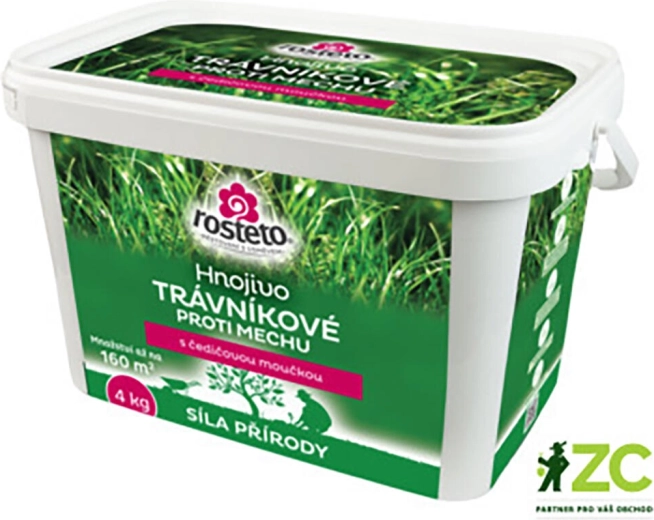 Fertilizante ROSTETO con harina de diatomita contra el musgo para césped 4 kg