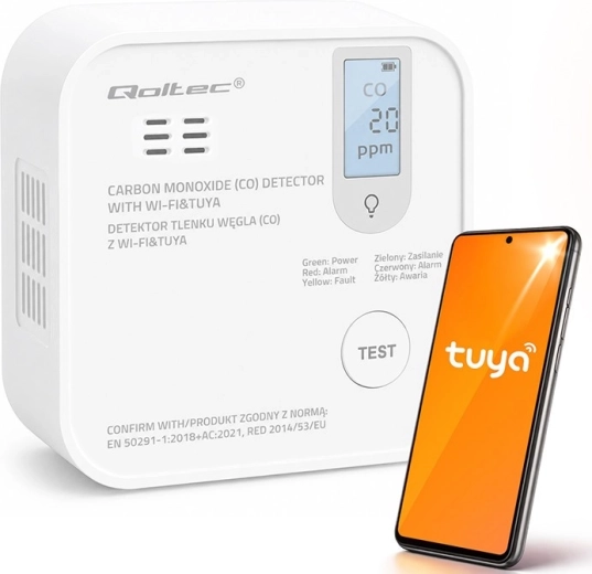 Detector de monóxido de carbono Wi-Fi TUYA con pantalla LCD y alarma LED