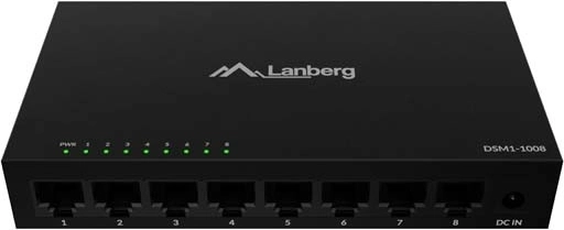 Switch de sobremesa gigabit no gestionado 8× RJ‑45 en chasis metálico 12 V
