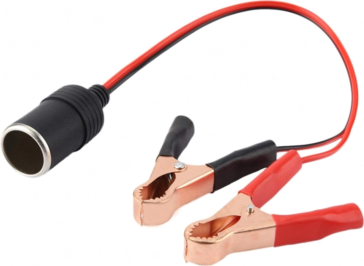 Adaptador para toma de mechero con pinzas de cocodrilo 12/24 V