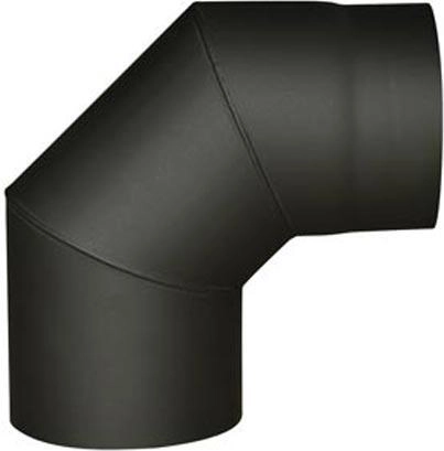 Codo de tubo de humo 120 mm 90° negro, espesor 1,5 mm