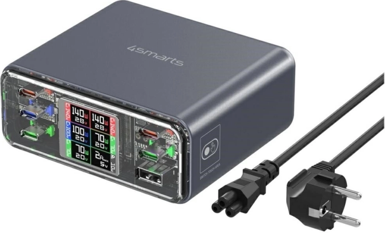 Cargador de sobremesa 4smarts Lucid GaN DIY 360 W, 5× USB‑C + 1× USB‑A