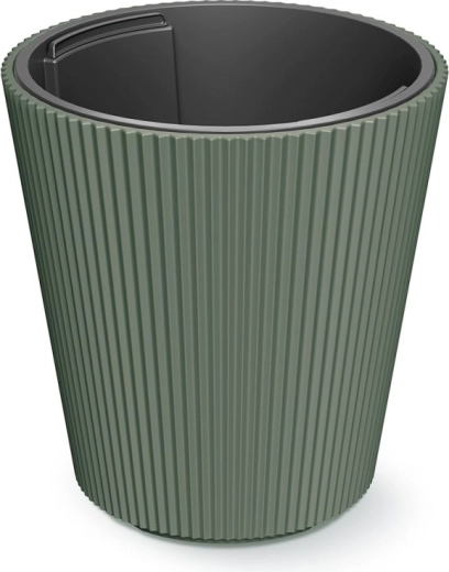 Maceta Milly con inserto 30 cm, verde oscuro, resistente a las heladas y a los rayos UV