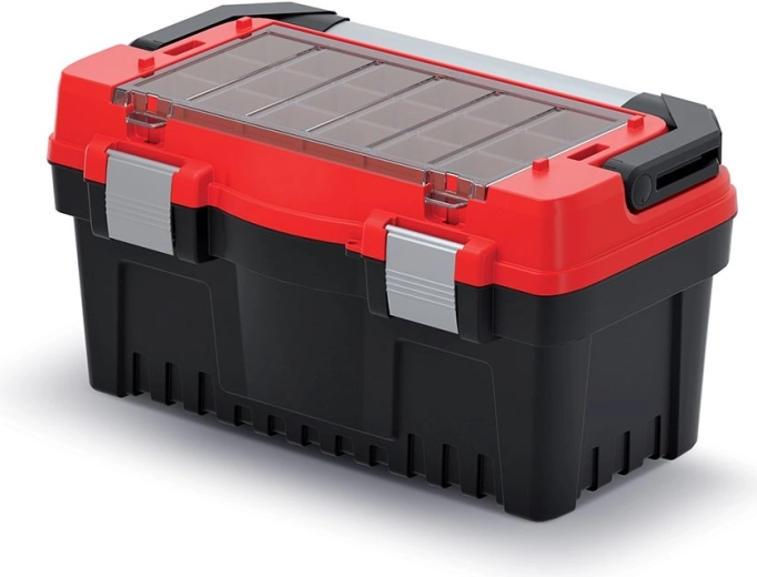 Maletín para herramientas EVO con asa metálica y organizador, rojo