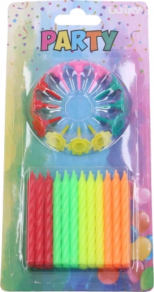 Velas de fiesta de colores 24 uds con soportes neón