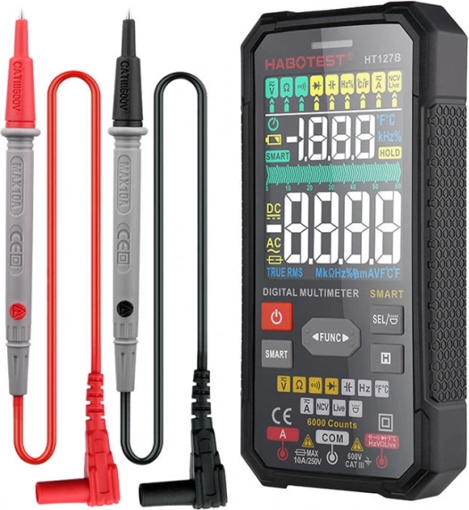 Multímetro digital HABOTEST HT127B con NCV y medición de temperatura