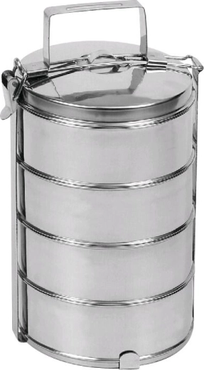 Recipiente para transportar alimentos de acero inoxidable de 16 cm, de 4 piezas con cierre de clip
