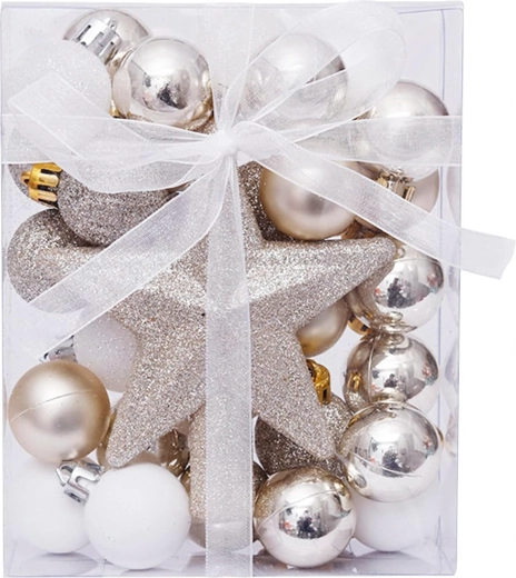 Set de bolas navideñas con estrella - 1 unidad