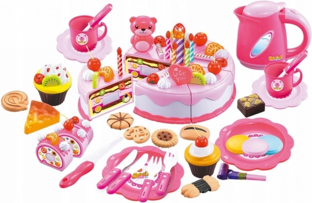 Gran tarta de cumpleaños para cortar – set de 80 piezas para niños