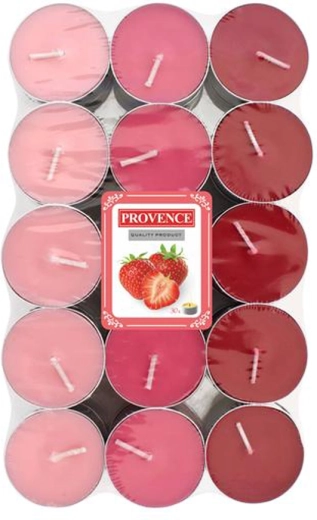 Velas de té aromáticas PROVENCE fresa, 30 uds.
