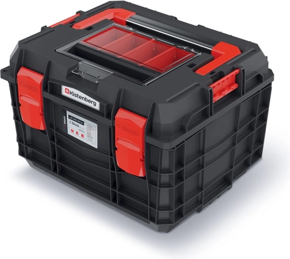 Maletín para herramientas con asa de aluminio y organizador 45 × 38 × 29,7 cm negro
