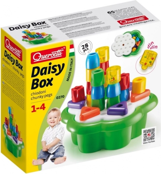 Construcción de mosaico Quercetti Chunky Peggy en caja con forma de flor